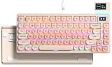 Womier SK80 75％メカニカルゲーミングキーボード、カラーマルチメディアディスプレイ付き、ピンククリームキー、ジェリーMOAプロファイルキーキャップ 、有線キーボード、ホットスワップ対応ガスケットマウント、RGBキー、事前潤滑済みPOMスイッチ、Mac/Win対応