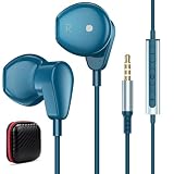 ASKUBSKU イヤホン 有線イヤホン マイク付き 3.5mmジャック４極 リモコン操作 通話対応 音量調節 インナーイヤー型ステレオイヤフォン パソコン PC 用 いやほん テレワーク/YouTube/ZOOM/Skype/ビデオ会議用ゲーミングイヤホン Switch/PS3/PS4/MP3 4/Android/iPhoneなど3.5mmジャック使用のデバイスに対応 ギフトブルー