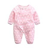 DWSIOOW　ベビー服　可愛いプリントロンパース　長袖　斜め襟　前開き　カバーオール　うさぎ柄　通年素材　ベビーボディスーツ　オールシーズン　ジャンプスーツ　出産祝い　プレゼント (90, ピンク)