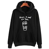 スウェットシャツ、beautyvan最初I Need Coffee Letterスウェットシャツレディース長袖プリントプルオーバー M ホワイト 742