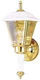 Westinghouse Lighting 6788700 One-Light Exterior Wall Lantern, White Finish on Steel with Polished B