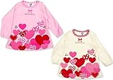 春秋物【I lovePaPa&Mama】アイラブパパ&ママハートプリントチェック柄衿Aライン長そでTシャツ 80cm パパピンク