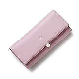 最新レディースウォレット - PUレザーレディースウォレットカードホルダーレディースバックル財布ロングパラグラフクラッチバックルウォレット (紫の)