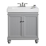 Ove Decors Single Vanity with磁器カウンタートップと統合Basin、Mistyグレー仕上げ、30インチ