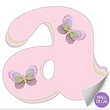 壁文字ピンクパープルグリーンバタフライ手紙装飾壁の子供の部屋保育園赤ちゃんの赤ちゃん名前女の子寝室装飾アルファベットビニールステッカーデカールKid DecorationsグラフィックスButterf