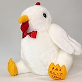 にわとりさんの体重ぬいぐるみ(女の子　十二支酉年）赤いリボン付き完成品　生まれた時の体重で作る干支のウェイトドール