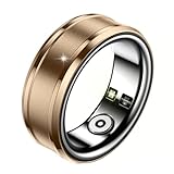 JUSUTEK 2024 人気 新登場 高級 アルミニウムチタン合金+ステンレス鋼スマートリング指輪,活動追跡リング フィットネススマートリングファッション、数値安定センサ機能管理，多機能運動，Bluetooth5.1，万歩計，リモコン撮影，IP68防水，カロリー，長時間使用可能，男女兼用，iphone&コンパチブル対応,贈り物,日本語説明書付き (18号（内径：59.5MM）, 金)