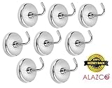 ALAZCO 超強力 マグネットフックセット - 耐荷重量8ポンド 高品質クロームメッキ 鍵やツールにタオル キッチン用品に COMINHKPR125822