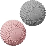 Hogme マッサージボール 2個セット 硬め 筋膜リリース ボール 首 腰 ツボ押し ストレッチボール ハードタイプ (グレー&ピンク)