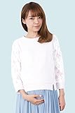 Sweet Mommy スウェット×レース 甘辛ミックス 透け感プルオーバー 裏毛 授乳服 / マタニティ M ホワイト