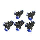 uxcell 空気圧クイック管継手 T-型 プッシュイン ワンタッチコネクタ 10mm-10mm 5個入り