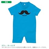 BabyChips シンプルな髭(名入れ半袖ベビーロンパース) 80 ターコイズ