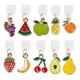 OLYCRAFT 10個 Type-C ダストプラグチャーム 2.6~3.2cm 電話用防塵プラグ 合金エナメルフルーツペンダント付き モバイル防塵プラグ 蛾 USB C ポートキャップ プロテクターペンダント ほとんどの Type-C USB 携帯電話用