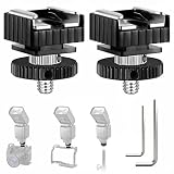 NEEWER 2パックフラッシュ ホットシューマウントアダプター 1/4"ネジ穴 キヤノンニコンペンタックスフラッシュに対応 1/4"-20オスから1/4"-20オス三脚ネジアダプター ライトスタンド 傘 フラッシュホルダー ブラケットに適用