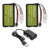 2PCS 7.4V 3000mah 15C 2S SM-2Pプラグ リチウムイオンバッテリーと2-in-1充電器に適合するH105 H103 H101 RC ボート MN D99 D99s D90 D91 RC 車トラック RC ボート建設車両バッテリー