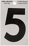 The Hillman Group 840788 3-Inch Black on Silver Reflective Square-Cut Mylar House Number 5 [並行輸入品]