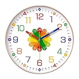 は、楽しい幼児教育、数字を学ぶ、静かな壁掛け時計 バッテリー駆動 子供部屋、装飾時計です カラフル B