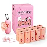 MYGODPET 犬用うんちバッグ 150枚 生分解性 桜の香り 犬用くず袋 漏れ防止 犬 ゴミ袋 ピンク
