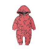 スター柄ロンパース カバーオール 冬春ベビー服 新生児 レッド70CM