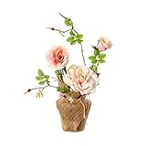 Luyue 枯れない バラ 鉢植え造花 母の日ギフト 家庭やパーティ飾り (ピンク)