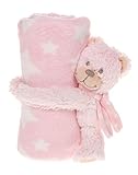 Cuddletime Pink Bear baby blanket 105cm x 83cm by Shudehill Giftware
