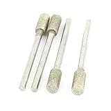 uxcell 　ダイヤモンドバー　研削砥石　セラミックゴム砥石　研削マウントポイント　シルバートーン　 3mm x 5mm　4本入り