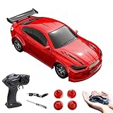 Deskdrift Mini – 1:64スケール 4WD プロポーショナルRCドリフトカー 大人用 2.4GHzコントロール デスクトップRCカー LEDライト付き オフィスや家庭での楽しみに最適(Red)