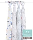 aden + anais (エイデンアンドアネイ) 【日本正規品】モスリンコットン おくるみ 4枚セット leader of the pack 4-pack swaddles-2060