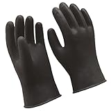Fityle 作業手袋　ゴム ラテックス　全7サイズ選択　消毒 清掃 家事 工業用　ガーデングローブ　安全保護　1ペア　黒＆白　快適　 - ブラック36cm