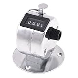 uxcell　手集計カウンター　数取器　w指リング　4桁　ラウンドベース　黒いつまみ　シルバートーン