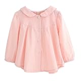 ベビー服　女の子　ベビー　ブラウス　70　80　85　90　100　長袖　秋　綿100　トップス　キッズ　子供　シャツ　白/ホワイト　ピンク　2色　シンプル　幼稚園　通園　保育園　かわいい　幼児　カジ