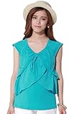 Sweet Mommy ティアード フリル 授乳カットソー ホルターネック ノースリーブ 【メリッサ】 授乳服 M ターコイズ