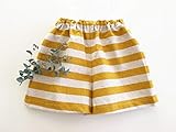 ベベクチュール(ベビー用品専門店) 日本製イエローボーダーのハーフパンツ80ｃｍ・国産綿麻素材