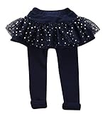 Plus Nao(プラスナオ) 子供用 チュールスカッツ チュール付 ボアスカート レギンス スカッツ 裏ボア チュチュ チュール ドット柄 キッズ 子 ブラック 100