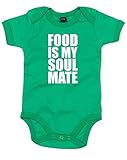 (食べ物は私のソウルメイト。) Food Is My Soul Mate, プリント　ベビースーツ - グリーン/白 12-18 ヶ月