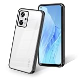 OPPO Reno7 A ケース クリア OPPO Reno9 A ケース OPG04 A201OP カバー 耐衝撃 メッキ加工 スマホケース ストラップホール付き 軽量 薄型 透明 持ちやすい TPU素材 ブラック