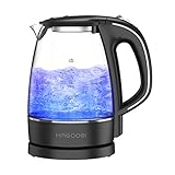 HAGOOGI 電気ケトル ガラス ケトル 1.2L 耐熱ガラス/沸騰自動OFF機能/空焚き防止機能 湯沸かしケトル PSE認証済み ブラッ