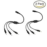 2 Pack 1 Female to 3 male 5.5mm X 2.1mm CCTV DC Power Supply Splitter Cable [並行輸入品]