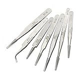 WINOMO 7pcs Stainless Steel Antistatic Tweezers Set BGA Precision Tweezers [並行輸入品]