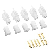 KWY カプラー端子 2極 3極 4極 6極 9極 自動車用・バイク用・電装汎用 電線コネクタ オス・メス各5個+2.8mm接触端子20個セット 電装 汎用品 圧着 5組 (4極コネクター+端子 5組)…