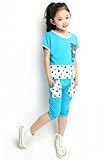 SOPO幼児用ガールズ夏服装ドットパッチワーク2 pcスポーツセットブルー3t – 6t カラー: ブルー