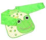 Nice Days（ナイス　ディズ）　ベビー食事用長袖エプロン　防水 (グリーンカエル)