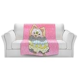 ブランケットウルトラソフトFuzzy 4サイズ！からDiaNocheデザインbyマーリーUngaroポメラニアン犬ライトピンクホームDecor Unique Designer芸術的スタイリッシュな寝室