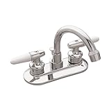 Aqualife 2ハンドル高アークバスルーム蛇口withポップアップドレイン – Chrome Finish with Interchangeableホワイトまたはオークハンドル