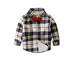 Cute Minor　　子供　シャツ　男の子　　キッズ　チェックシャツ チェック柄 子供服 長袖 　蝶結び付け　綿 コットン カコイイ　シャギー 暖かい 厚手 カジュアル シャツ 通学 通園　開襟シャ