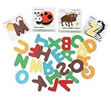B Blesiya 動物 カード アルファベット 知育 玩具 幼児 子供 教育 教材 木のおもちゃ 52個
