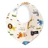 赤ちゃんにやさしい安心スタイ・ビブ・よだれかけ（三角・日本製）　コットン100％　吸水　吸湿　お出かけ　スタイ　三角タイプ　サバンナ横断どうぶつ大行進（生成）　B0201500　日本製