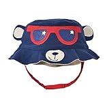 (コ-ランド) Co-land ベビー用ハット 赤ちゃんキャップ キッズ 帽子 子供サンバイザー フィッシャーマンハット クマ造型 メガネ 女の子 男の子 男女児 紫外線 UVカット ネイビー 52c