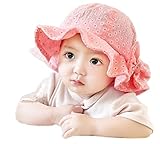 ベビー用ハット 赤ちゃん キャップ ハット キッズ 帽子 女の子 男の子 男女児 紫外線 UVカット 日よけ 日焼け止め (濃いピンク)