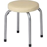 パイプ丸イス(スタッキングチェスト) ロータイプ 高さ35cm スチール/合成皮革 アイボリー